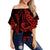 Kakau Hawaiian Polynesian Off Shoulder Waist Wrap Top Red LT6 Women Red - Polynesian Pride