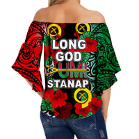 Vanuatu Penama And Hibiscus Off Shoulder Waist Wrap Top LT6 - Polynesian Pride