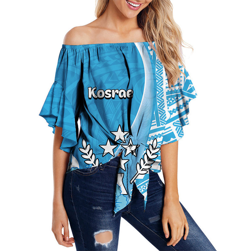 Kosrae Of Micronesia Off Shoulder Waist Wrap Top Vibe Style LT6 Women Blue - Polynesian Pride