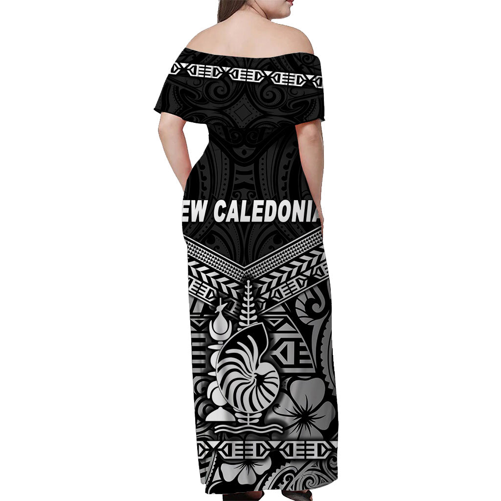 New Caledonia Off Shoulder Long Dress Simple Style - Black LT8 - Polynesian Pride