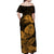 Guam Polynesian Off Shoulder Long Dress Tropical Flowers - Tan LT8 - Polynesian Pride