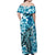 Hawaii Turtle Off Shoulder Long Dress With Hibiscus Blue Style LT6 - Polynesian Pride