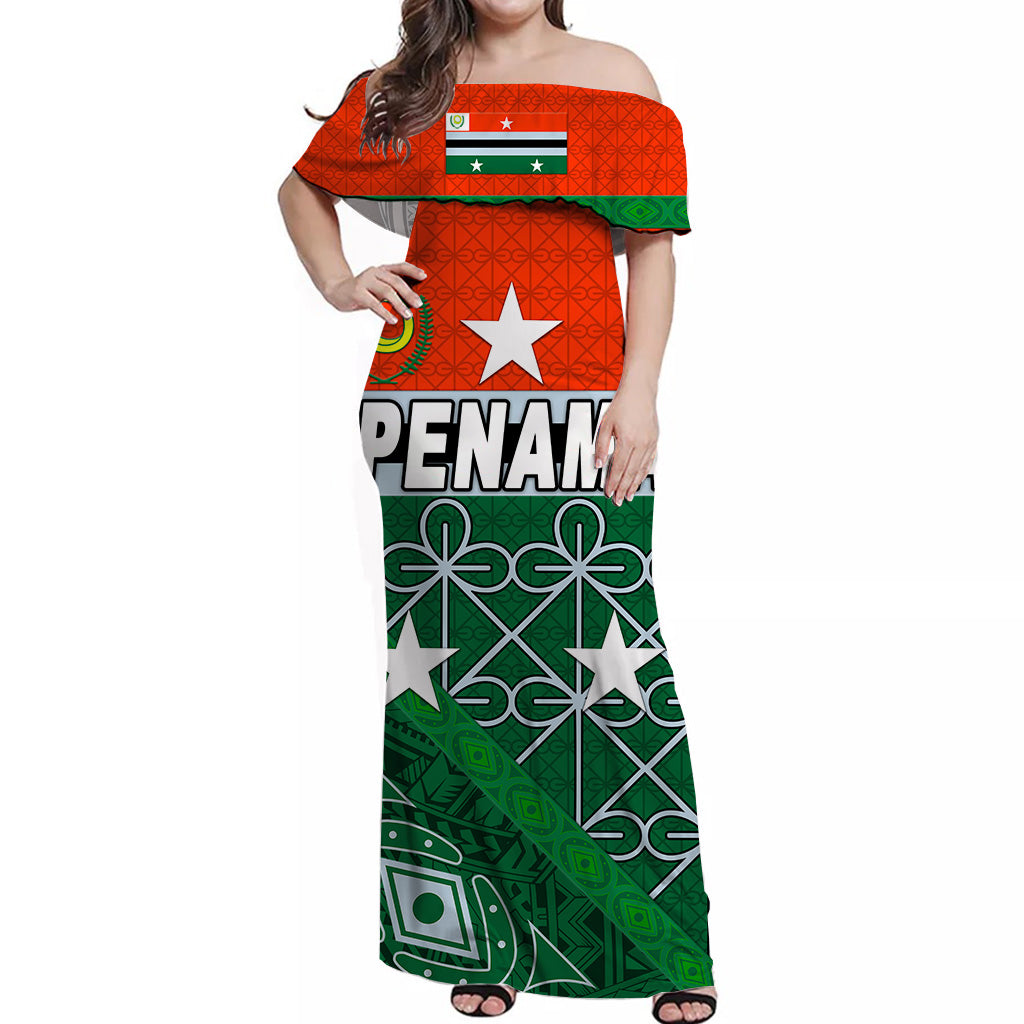 Penama Province Off Shoulder Long Dress Vanuatu Pattern Unique Style LT8 Women Red - Polynesian Pride