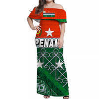 Penama Province Off Shoulder Long Dress Vanuatu Pattern Unique Style LT8 Women Red - Polynesian Pride