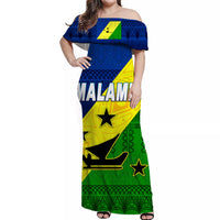 Malampa Province Off Shoulder Long Dress Vanuatu Pattern Traditional Style LT8 Women Black - Polynesian Pride
