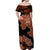 Guam Off Shoulder Long Dress Hibiscus Brown Style LT6 - Polynesian Pride