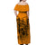 Hawaii King Off Shoulder Long Dress Polynesian Orange Style LT6 - Polynesian Pride