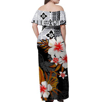 Hawaii Hula Girl Off Shoulder Long Dress Black Style LT6 - Polynesian Pride