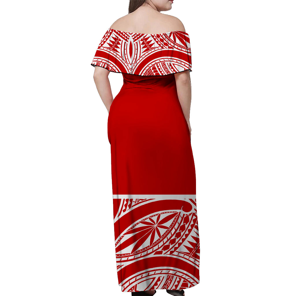 NE Maori Dress - Polynesian Maori Off Shoulder Long Dress Red Style LT6 - Polynesian Pride