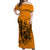 Hawaii King Off Shoulder Long Dress Polynesian Orange Style LT6 Long Dress Orange - Polynesian Pride