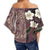 Hawaii White Hibiscus Polynesian Off Shoulder Waist Wrap Top - Floral Style - AH - Polynesian Pride