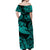 Hawaii Hammer Shark Polynesian Off Shoulder Long Dress Unique Style - Turquoise LT8 - Polynesian Pride