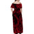 Hawaii Fish Hook Polynesian Off Shoulder Long Dress Unique Style - Red LT8 - Polynesian Pride