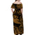 Hawaii Hammer Shark Polynesian Off Shoulder Long Dress Unique Style - Gold LT8 - Polynesian Pride