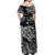 Hawaii Turtle Polynesian Off Shoulder Long Dress Plumeria Flower Unique Style - Black LT8 - Polynesian Pride