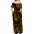 Hawaii Surfing Polynesian Off Shoulder Long Dress Unique Style - Gold LT8 - Polynesian Pride