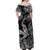 Hawaii Angry Shark Polynesian Off Shoulder Long Dress Unique Style - Black LT8 - Polynesian Pride