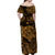 Hawaii Turtle Polynesian Off Shoulder Long Dress Plumeria Flower Unique Style - Gold LT8 - Polynesian Pride