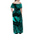 Hawaii State Fish: Humuhumu Nukunuku Apuaa Polynesian Off Shoulder Long Dress Unique Style - Turquoise LT8 - Polynesian Pride