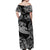 Hawaii Hammer Shark Polynesian Off Shoulder Long Dress Unique Style - Black LT8 - Polynesian Pride