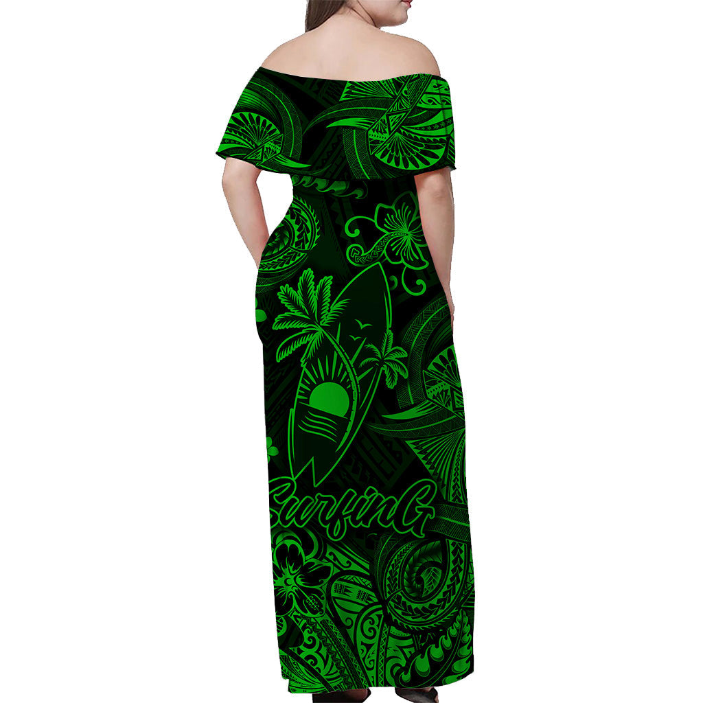 Hawaii Surfing Polynesian Matching Dress and Hawaiian Shirt Matching Couples Outfit Unique Style Green LT8 - Polynesian Pride