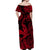 Hawaii Angry Shark Polynesian Off Shoulder Long Dress Unique Style - Red LT8 - Polynesian Pride