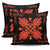 Hawaiian Quilt Maui Plant And Hibiscus Pattern Pillow Covers - Orange Black - AH - Polynesian Pride