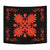 Hawaiian Quilt Maui Plant And Hibiscus Tappestry - Orange Black - AH Wall Tapestry Orange - Polynesian Pride