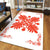 Hawaiian Quilt Maui Plant And Hibiscus Pattern Area Rug - Orange White - AH - Polynesian Pride