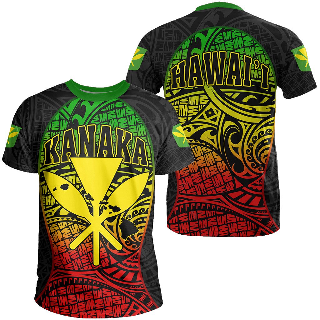 Hawaii Kanaka Map Polynesian T Shirt Original Gel Style Unisex Green - Polynesian Pride