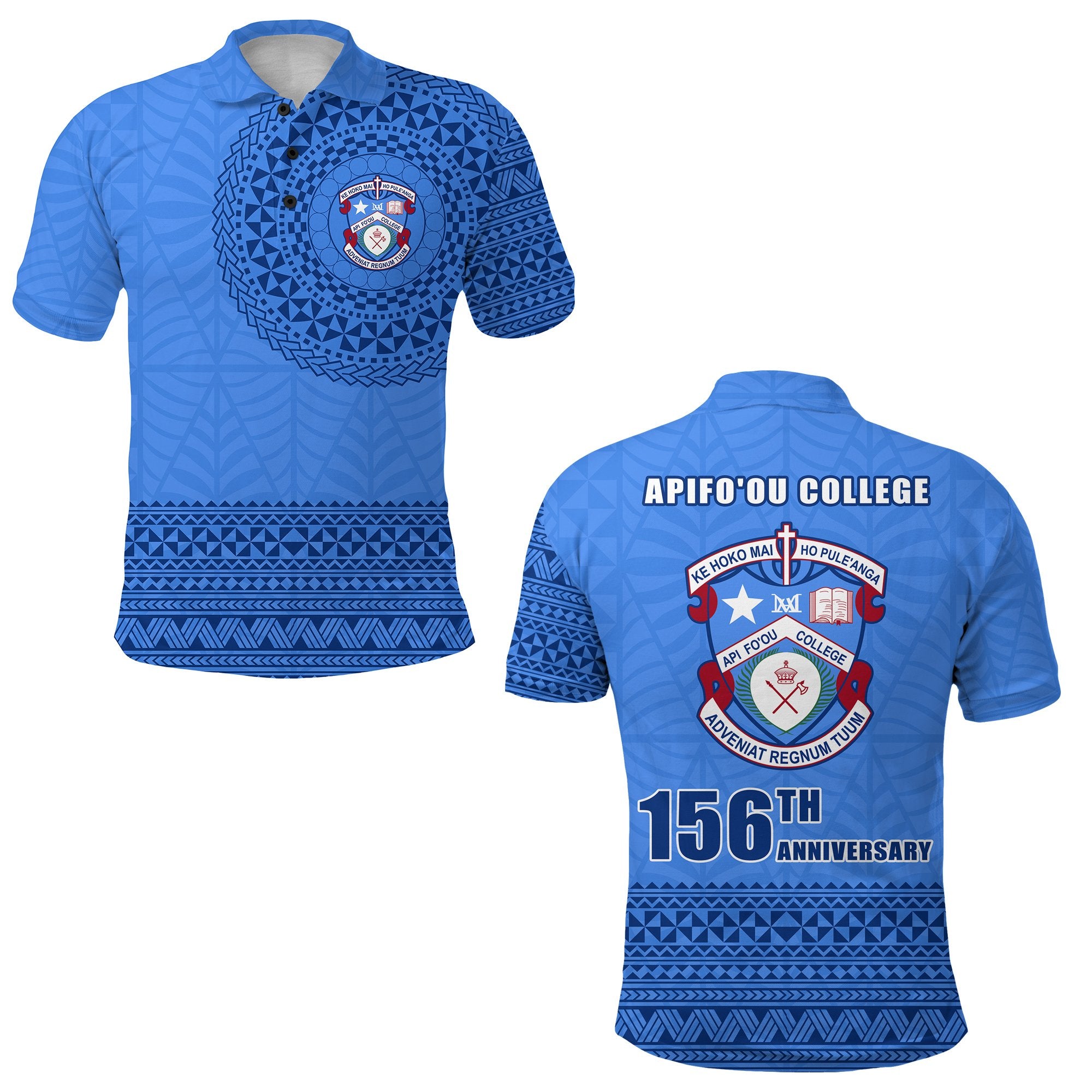 APIFOOU COLLEGE Polo Shirt Happy Anniversary Unisex Blue - Polynesian Pride