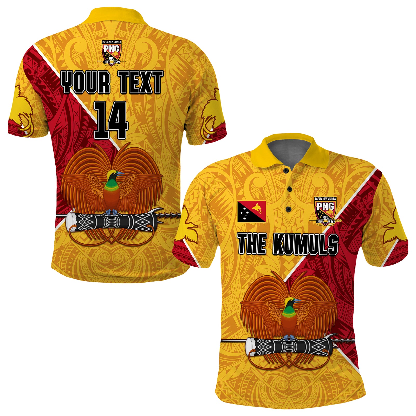 (Custom Text and Number) The Kumuls PNG Polo Shirt Papua New Guinea Polynesian Dynamic Style LT14 - Polynesian Pride