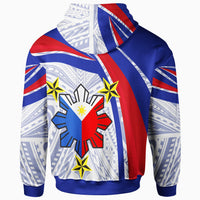 Philippines Zip up Hoodie Polynesian Pattern With Flag - Polynesian Pride