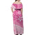 American Samoa Floral Design Off Shoulder Long Dress Plumeria - Pink LT7 - Polynesian Pride