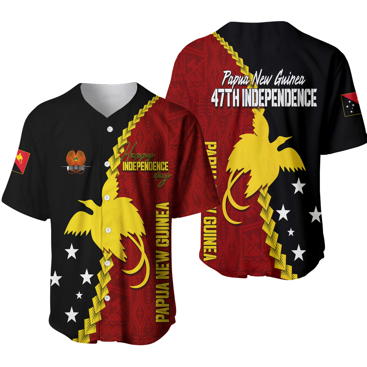 Papua New Guinea Baseball Jersey 49th Independence Anniversary - Motu Revareva LT7 Red - Polynesian Pride