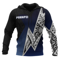 Pohnpei Micronesian Hoodie White Lighting Piece Unisex BLACK - Polynesian Pride