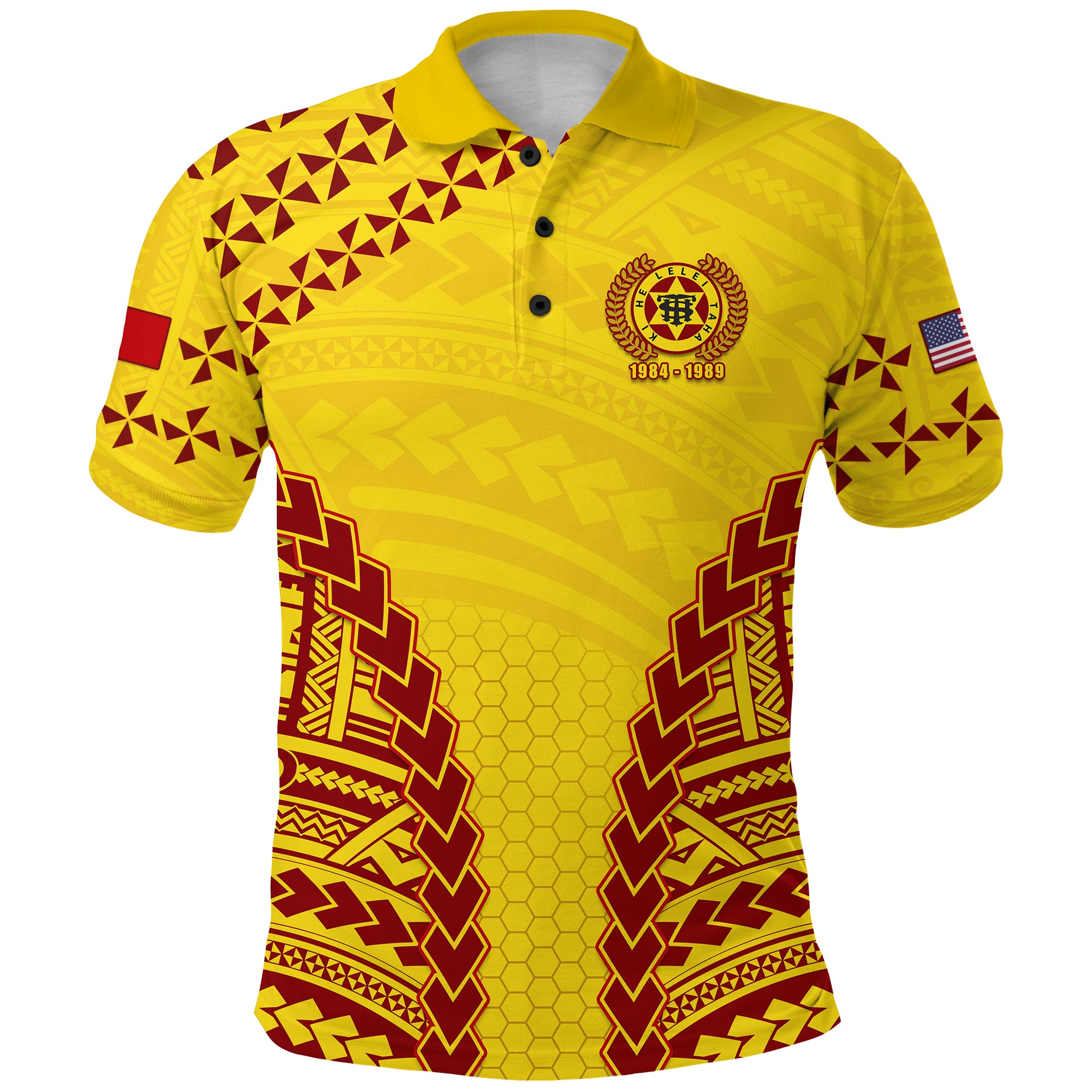 (TONGOTEA) Tonga High School Polo Shirt (Gold) LT13 Unisex Gold - Polynesian Pride