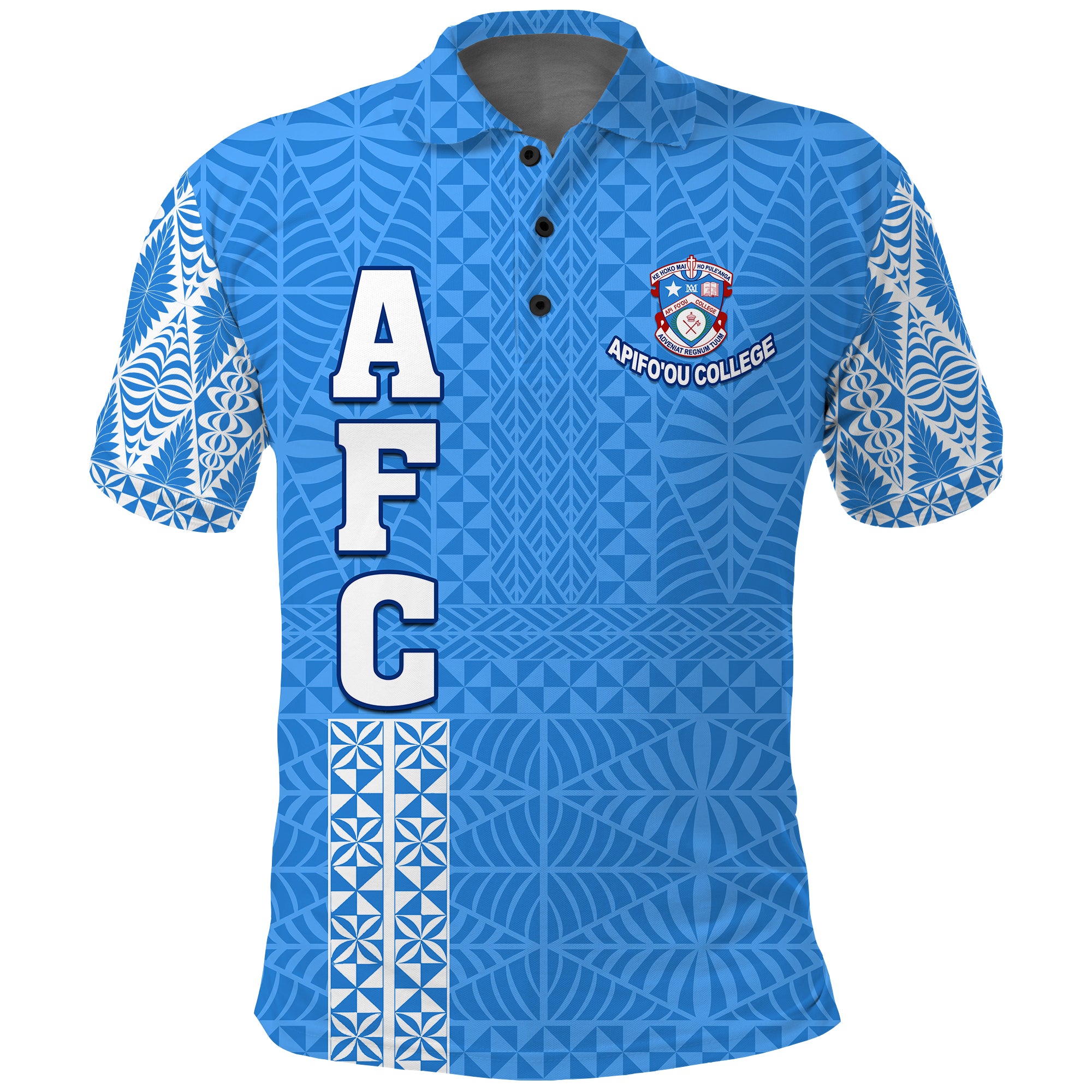 Apifoou College Polo Shirt Tongan Pattern AFC Lovers LT13 Unisex Blue - Polynesian Pride