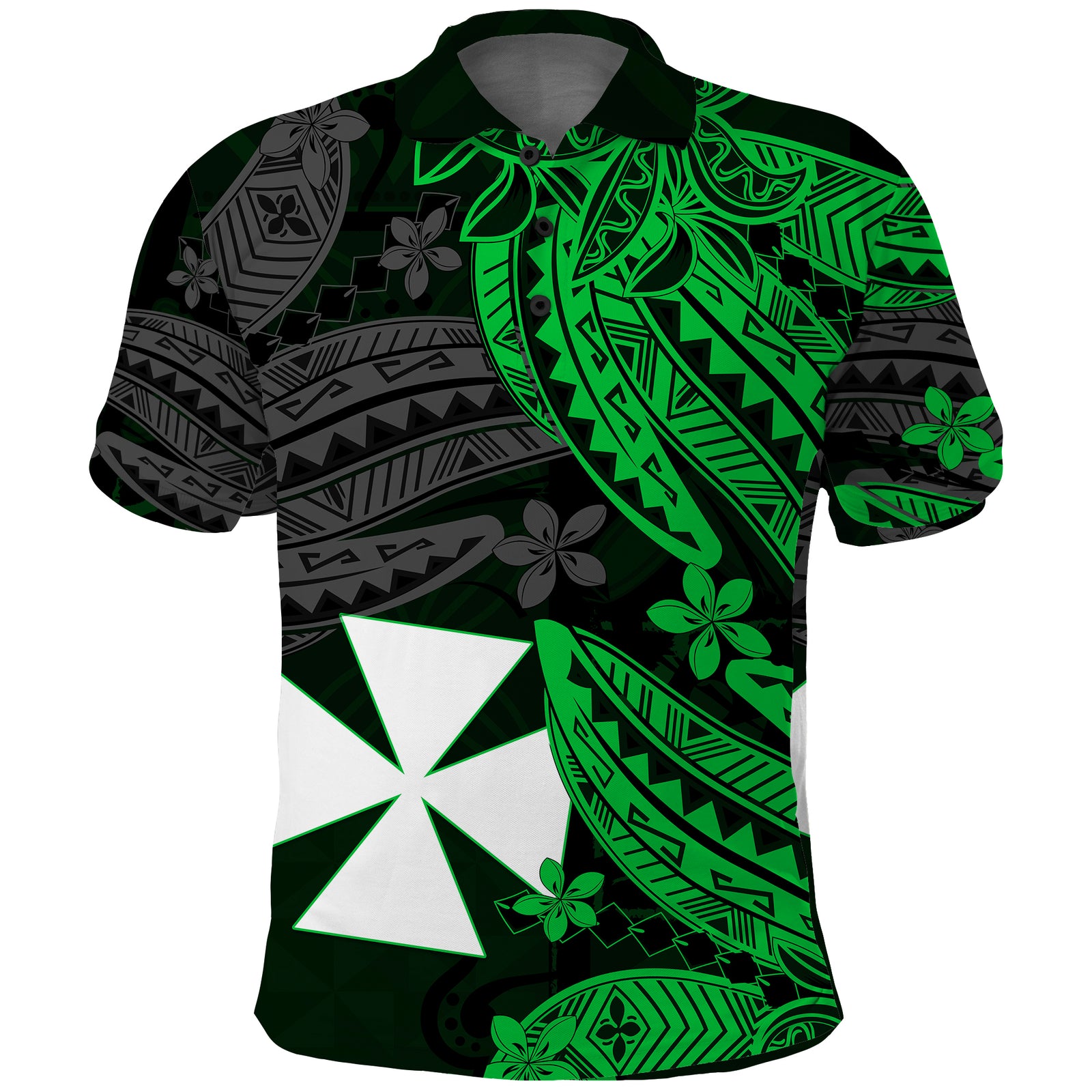 Wallis and Futuna Polo Shirt Enjoy Polynesian Flowers Version Green LT13 Unisex Green - Polynesian Pride