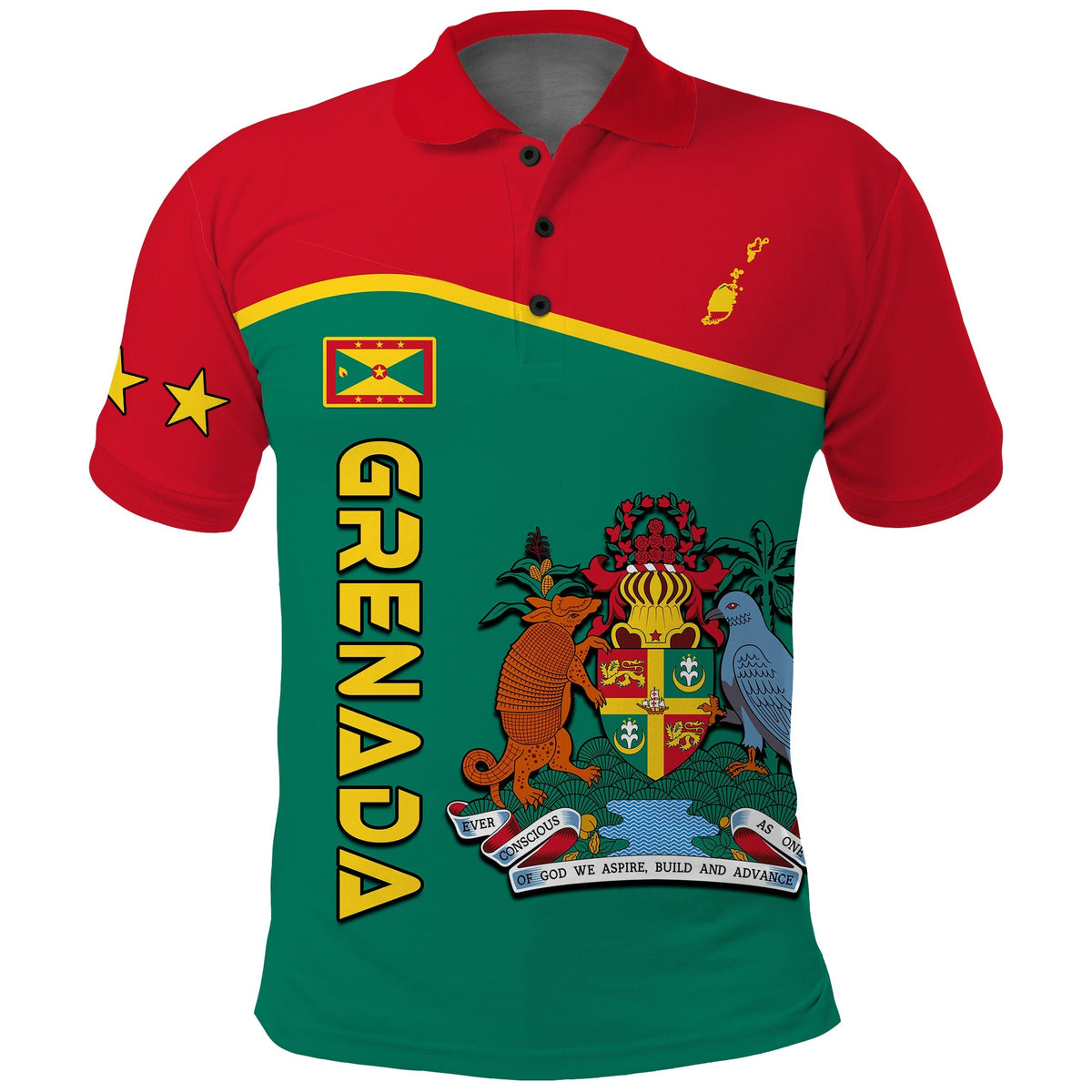 Grenada Polo Shirt Coat of Arms and Map Impressive LT13 Art - Polynesian Pride