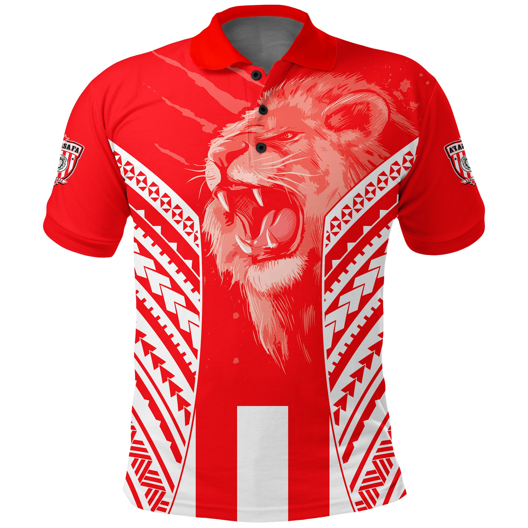 LABASA Football Polo Shirt Strong Lion Of Fiji LT13 Unisex Red - Polynesian Pride