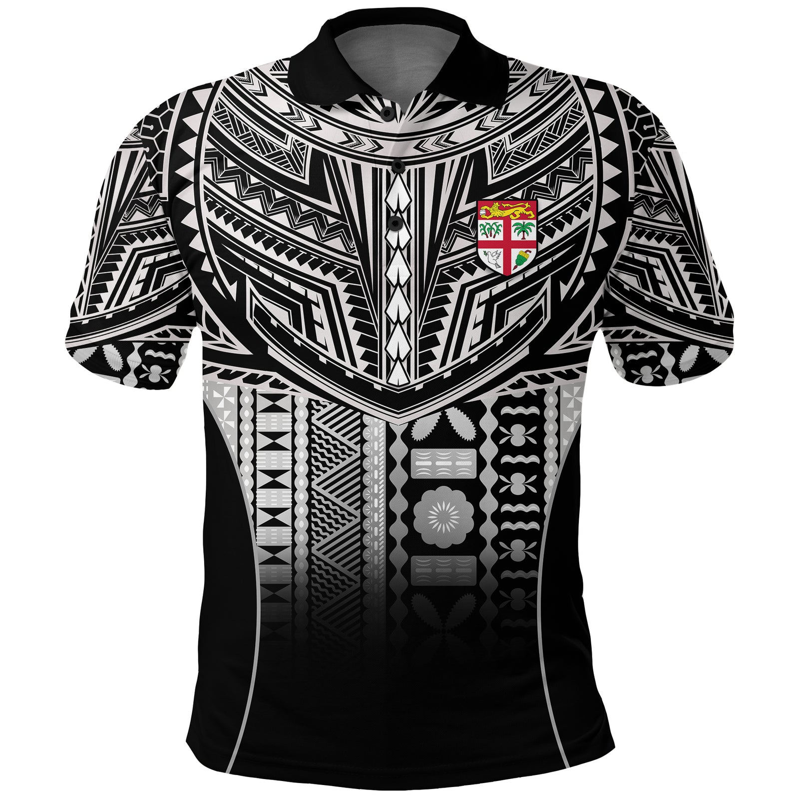 Fiji Faithful Polo Shirt Version Black LT13 Unisex Black - Polynesian Pride