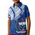 Custom Samoa Siapo Polo Shirt Sporty Mix Barkcloth Panel LT13 Kid Blue - Polynesian Pride