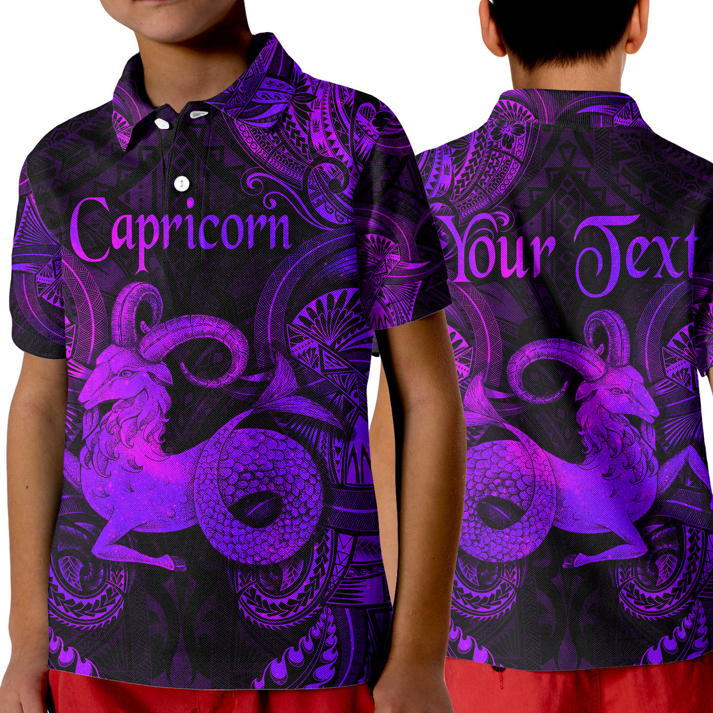 (Custom Personalised) Capricorn Zodiac Polynesian Polo Shirt KID Unique Style - Purple LT8 Unisex Purple - Polynesian Pride