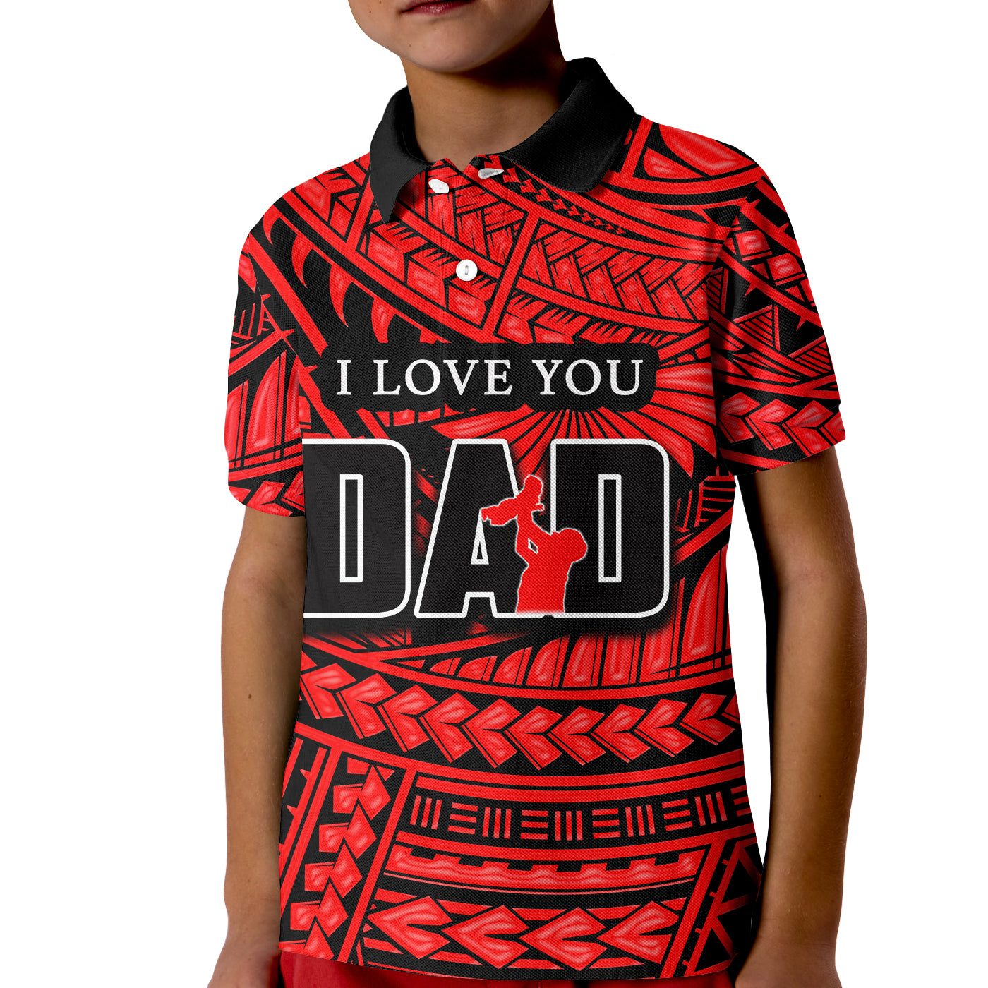 (Custom Personalised) Happy Fathers Day Polo Shirt KID Polynesian Patterns Red Style LT6 Kid Red - Polynesian Pride