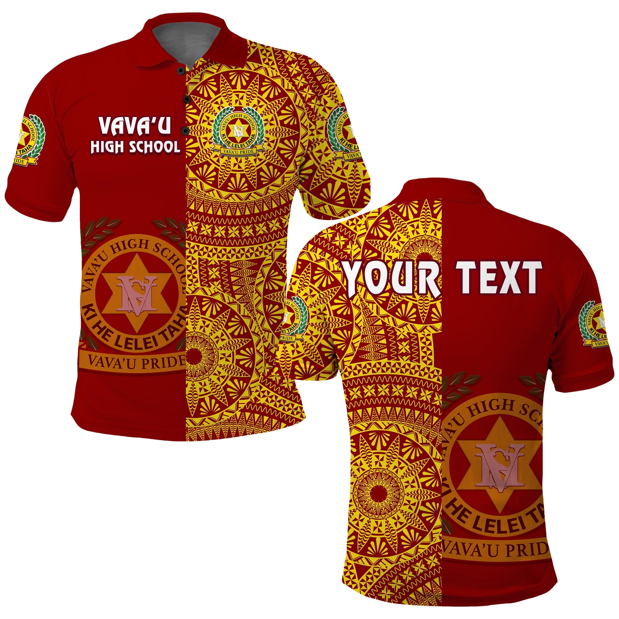 Custom Tonga Vavau High School Polo Shirt Tongan Ngatu Pattern LT14 Adult Red - Polynesian Pride