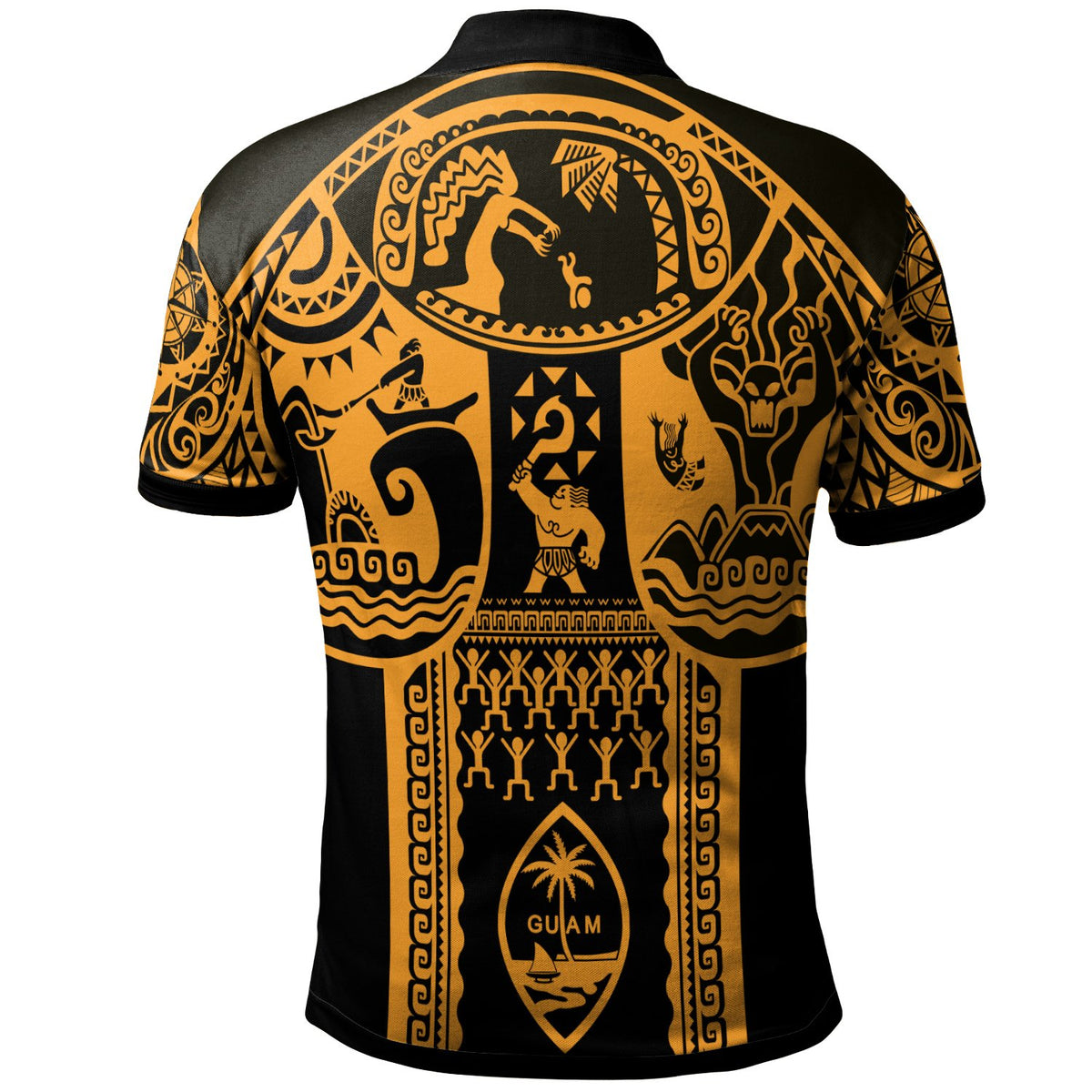 Polynesian Polo Shirt Guam Flag, Seal with Maui Moana Tattoo - Polynesian Pride
