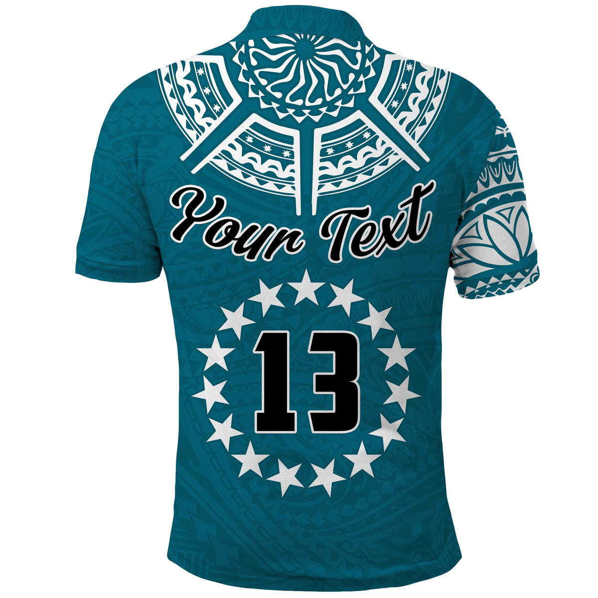 (Custom Text and Number) Cook Islands Tatau Polo Shirt Symbolize Passion Stars Version Blue LT13 - Polynesian Pride