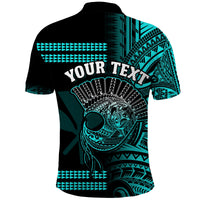Custom Hawaii Polo Shirt Kakau Warrior Helmet Gradient Turquoise Polynesian LT14 - Polynesian Pride
