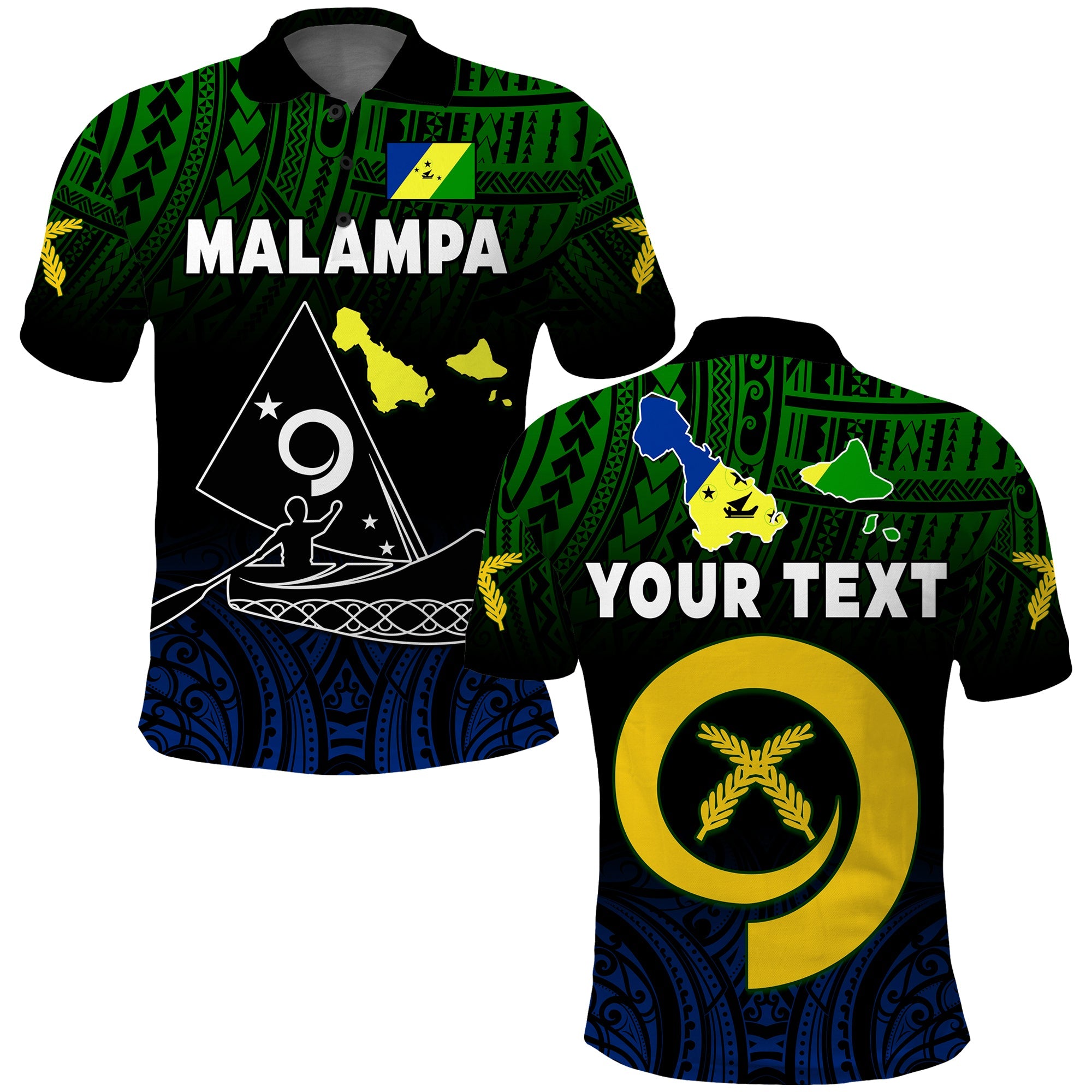 Custom Malampa Province Polo Shirt Native Canoe Mix Vanuatu Pig Tusk Black Version LT14 Adult Black - Polynesian Pride